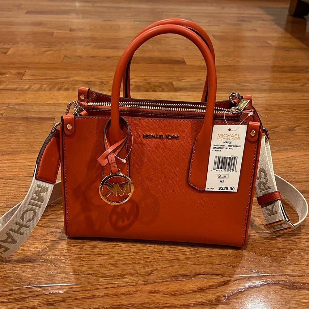 Deep orange michael Kors small satchel NWT 10”x7 1/2”x5”